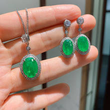 Women's Vintage Jewelry Sets 925 Sterling Silver Emerald Gemstone Drop Earrings Pendant Necklace Wedding Engagement Fine Jewel 2024 - buy cheap