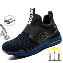 Tênis de segurança masculino, bota de segurança com biqueira de aço, refletora, resistente a perfurações, calçado de trabalho 2024 - compre barato
