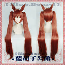 Umamusume: Pretty Derby Daiwa Scarlet Cosplay Wig 100cm Long Brown Red Wig with Bangs Ponytail Ears Halloween Synthetic Hair 2024 - buy cheap