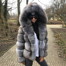 FURSARCAR 2020 Luxury Genuine Natural Fur  Coat  Customize Winter Real Fox Fur Jackets With Hood Short Fur Coats 2024 - buy cheap