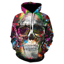 Sudadera con estampado 3D de calavera para hombre, abrigo informal con bolsillo, color gris, stranger things, novedad de 2020 2024 - compra barato