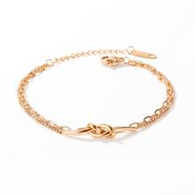New Fashion Double-layer  Knotted  Bracelet  Rose Gold Color Titanium Steel Jewelry For Woman Gift Not Fade 2024 - buy cheap