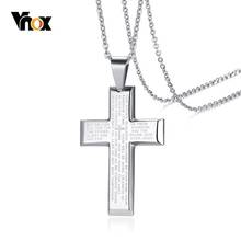 Vnox Cross Pendant for Men Necklace Stainless Steel Engraved Bible Matthew 6:9-13 Christian Prayer Jewelry 2024 - buy cheap