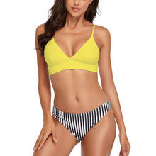 Sexy Brazilian Bikini Women Striped Swimwear Push Up Swimsuit Thong Biquini Push Up Bikinis Pads Bathing Suit Mujer Strap Yellow 2024 - buy cheap