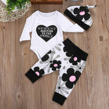 Fashion Newborn Baby Girls Clothes Long Sleeve Tops+Floral Leggings Pants +Hat 3PCS Outfits Set 2024 - buy cheap