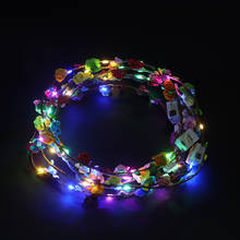 Diadema luminosa con luces LED, guirnalda de flores, diademas, tocado de fiesta, tocado de Navidad, 10 piezas 2024 - compra barato
