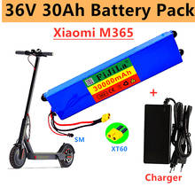 Pacote de bateria de íon de lítio, 100% genuíno, 36v, 30ah, adequado para xiaomi mijia m365, scooter elétrica, bms + carregador 2024 - compre barato
