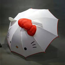 Cute Umbrella Kids Rain Helloo Kitty Umbrella 45CM Long-handle Bow KT Cat Umbrella for Children Girls Kid Umbrellas Rain Pink 2024 - buy cheap