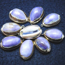 12pcs nature purple shell pendants original from seawater size 15x25mm good quality for women bracelets or pendants making parts 2024 - buy cheap