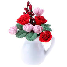 Mini maceta de flores para decoración de casa de muñecas, modelo de bonsái para niños, adorno de jardín de hadas, flores en miniatura, 1:12 2024 - compra barato