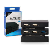 Accesorios de concentrador USB de 5 puertos, extensión de 4 puertos USB 2,0, carga duradera para juegos, adaptador de indicador LED, 1 consola USB 3,0 para PS4 Pro 2024 - compra barato