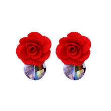 Moda primavera flor brincos vermelho preto roxo colorido doce cristal brincos para mulheres meninas na moda jóias 2020 novo arriavel 2024 - compre barato