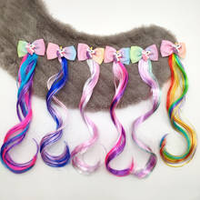 New Girls Lovely Gradient Colorful Wigs Hairpins Princess Hair Ornament Headband Hair Clips Barrettes Kids Hair 2024 - buy cheap