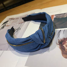 Корейские джинсы на молнии, новый обруч для волос с узлом и орнаментом, повязка на голову для девочек, аксессуары для волос, галстуки для волос 2024 - купить недорого