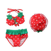 Children's swimsuit girls split red strawberry bikini small fresh sling swimsuit 3-piece swimsuit   XYY-71 2024 - buy cheap