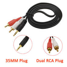 Cabo de áudio estéreo para carro, conector macho de 1.5m 5 pés y 3.5mm com plug duplo 2 rca conector de cabo de áudio de pc estéreo, divisor auxiliar 2024 - compre barato