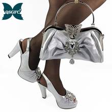 Zapatos de tacón de fiesta nigerianos decorados con diamantes de imitación para mujer, calzado de boda, zapatos italianos con bolsos a juego, alta calidad 2024 - compra barato