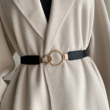 Cinturón fino elástico para mujer, cinturilla elástica con hebilla circular dorada, para vestido, negro 2024 - compra barato