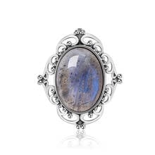 Lotus Fun Real 925 Sterling Silver Natural Labradorite Designer Handmade Fine Jewelry Vintage Victorian Style Brooches For Women 2024 - buy cheap