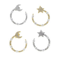 cz moon star earring gemetric round circle 5A cubic zirconia fashion women girl jewelry 2024 - buy cheap