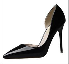 Zapatos de tacón de charol con punta estrecha para mujer, calzado sexy de boda, color rojo, rojo, negro y albaricoque, para otoño 2024 - compra barato