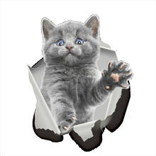 Милое животное-котенок, мультяшная кошка, 3d-наклейка на стену, яркие детские Декорации для ванной комнаты, наклейка для туалета 2024 - купить недорого