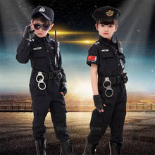 Meninos tráfego especial polícia roupas carnaval festa desempenho policial uniforme de manga longa miúdo meninos do exército trajes cosplay 2024 - compre barato