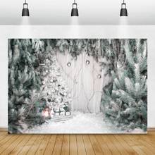 Laeacco-fondo fotográfico de invierno para estudio fotográfico, telón de fondo con nieve pesada, árbol de Navidad, pino, decoración de fiesta escénica al aire libre 2024 - compra barato