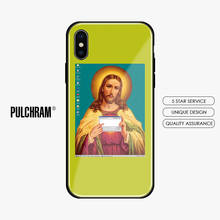 Jesus arte cristã vidro temperado capa para iphone 5 5S se 6s 7 8 plus x xr xs 11 pro max caso do telefone de silicone macio escudo 2024 - compre barato