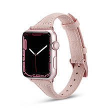 Тонкий кожаный ремешок для apple watch band 44 мм 40 мм 42 мм 38 мм, ремешок для iwatch apple watch SE/6/5/4/3/2, браслет на запястье 2024 - купить недорого