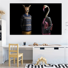 Mr. renove e sra flamingo pinturas em tela animal abstrato arte de parede poster de impressão em tela sala de estar pinturas de decoração de parede decoração de casa 2024 - compre barato