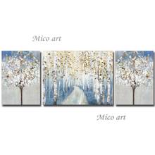 3 Panels 100% Hand-painted Forest Tree Abstract Canvas Oil Painting Wall Art Pictures Artwork Cheap Hot Selling Artwork Craft 2024 - buy cheap