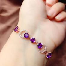 Best Gift Real and Natural Natural And Real Amethyst Bracelet  925 sterling silver Fine jewelry Amethyst Bracelet 2024 - buy cheap