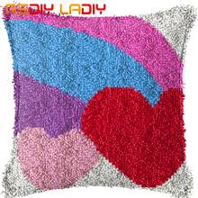 Latch Hook Kits Make Your Own Cushion Pink Red Love Acrylic Yarn Crochet Pillow Case Set Printed Canvas Latch Hook Cushion Cover 2024 - buy cheap