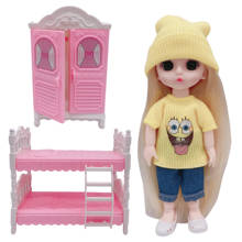 The latest fashion 6"/16CM cute doll with 13 movable joints 3D eyes nude dress/closet/bunk bed crib children's toy accessories 3 2024 - buy cheap