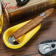 1pc Men's Single Cigar Holder Cigarette Accessories 4 Colors Ceramic Ashtray Round Ash Trough Tobacco Accessories Gift Box 2024 - buy cheap