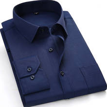 Мужская классическая рубашка с длинными рукавами, однотонная Классическая модная черная рабочая одежда из Твила, брендовая деловая рубашка в стиле смарт-кэжуал 2024 - купить недорого