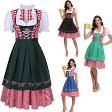 Disfraz del Oktoberfest de Hamburgo para mujer, falda a cuadros Dirndl, camarera de festival de cerveza, Cosplay, Carnaval, Halloween, vestido de lujo para fiesta 2024 - compra barato