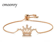 Cmoonry-pulsera de Zirconia AAA + para mujer, brazalete con abalorio de corona, cadena de cobre ajustable, joyería de fiesta femenina, 2021 2024 - compra barato