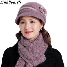 Women Rabbit Fur Hat Wool Knitted Scarf Set Lady Winter Hats Thick Plus Velvet Hat Scarf Set for Women Mother Scarves Cap 2pcs 2024 - buy cheap