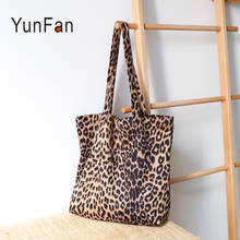 Bolsa tote de lona de leopardo, bolsa fashion casual para mulheres selvagens versão coreana simples de ombro 2024 - compre barato