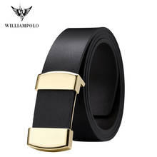 WILLIAMPOLO Men's Belt Genuine Leather Fashion Gold Automatic Bucklet Belts For Business Men Cowskin Bets PL20027-29P 2024 - buy cheap