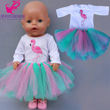 18 Inch american generation Girl Tutu Dress Rainbow Color Skirt 43cm Baby Doll Clothes Shirt Dress 2024 - buy cheap