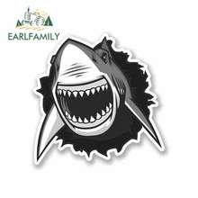 EARLFAMILY 13cm x 13cm Great White Shark Surf Funny Car Sticker Bumper Decoration Fashion Occlusion Scratch Vinyl Car Wrap 2024 - buy cheap