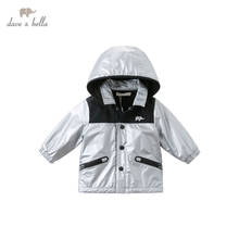 DB14859 dave bella/осеннее пальто на молнии с капюшоном и карманами в стиле пэчворк для маленьких мальчиков; Детские топы; Модная верхняя одежда для малышей 2024 - купить недорого
