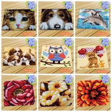 Embroidery Button Cushion Animals Latch Hook Kit Almofadas Diy Mat Gift Smyrna Knooppakket Klink Haak Kleed Bloemen Needlework 2024 - buy cheap