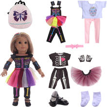 Ropa de muñeca para bebé recién nacido, falda de calavera de cuatro piezas y bolsas de mariposa para 18 pulgadas y 43 Cm, accesorios para niña, regalo de juguete 2024 - compra barato