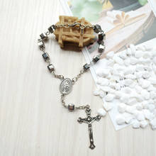 QIGO Religious Jewelry Square Crystal Cross Rosary Bracelet 2024 - buy cheap