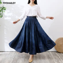 TIYIHAILEY Free Shipping 2020 Long Maxi A-line Skirts Women Elastic Waist Spring And Summer Denim Jeans Blue Skirt Lady Skirt 2024 - buy cheap