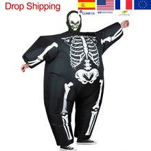 Fantasia de halloween esqueleto assustador, fantasia ilusão traje inflável terror esqueleto 3d 2024 - compre barato